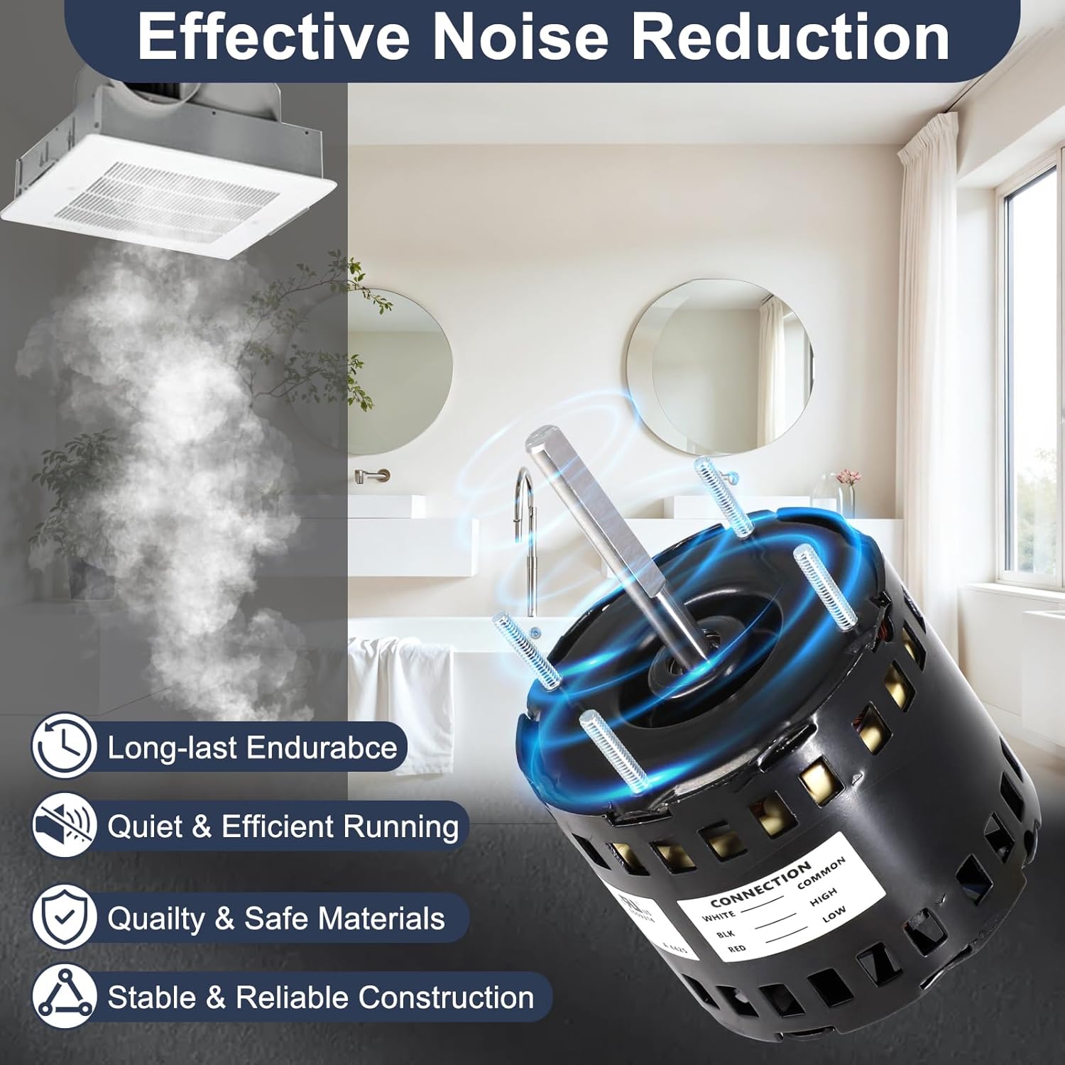 3.3" Condenser Exhaust Motor Replacement for Fasco D1100, Loren Cook 7173-1580, Ceiling Restroom Fan Motor for Gemini Loren Cook GC-142 GC-146 GC-148 GN-142 GN-144 GN-146.