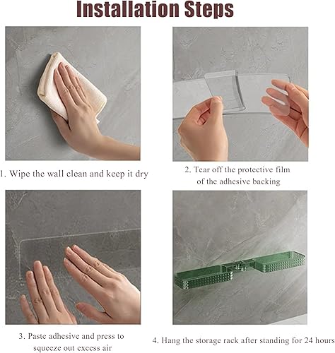 Miniatura 7 de Estante de almacenamiento montado en la pared en forma de U sin perforaciones para baño, estante de esquina giratorio colgante, estante organizador