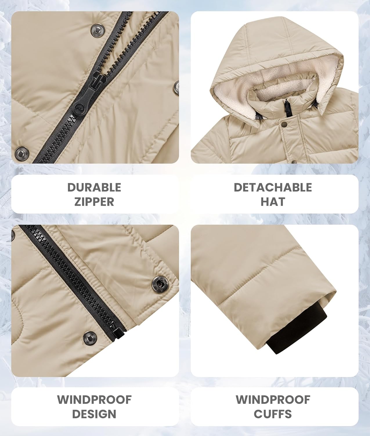 WULFUL Kids Boy's Winter Coat Detachable Hat Puffer Windbreaker Warm Cotton Jacket Parka Down Outdoor Coats - Image 7