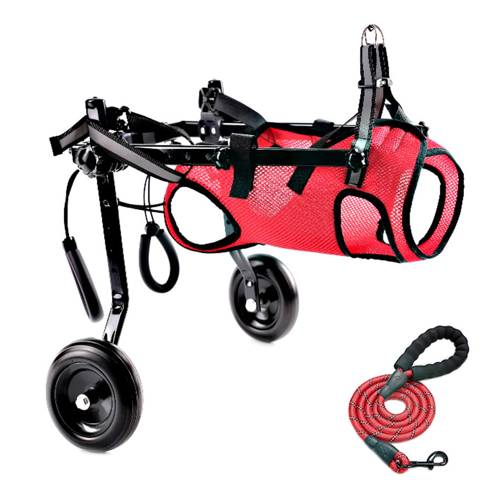 Chariot pour animaux haut de gamme S avec roues pour pattes arrière et corde de traction