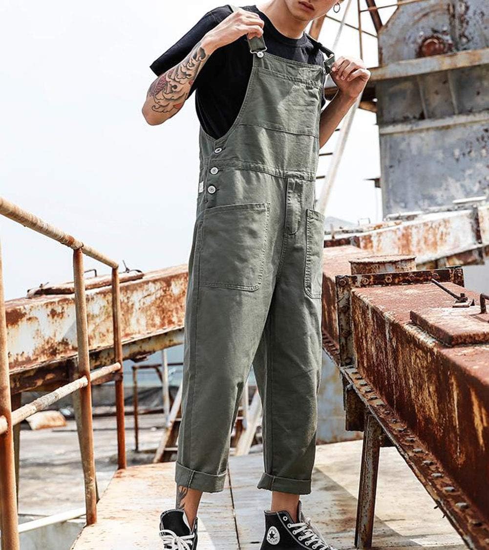 [プハオ] メンズ サスペンダー スリム パンツ オーバーオール カジュアル サロペット ビブパンツ 韓国ファッション ストリート系