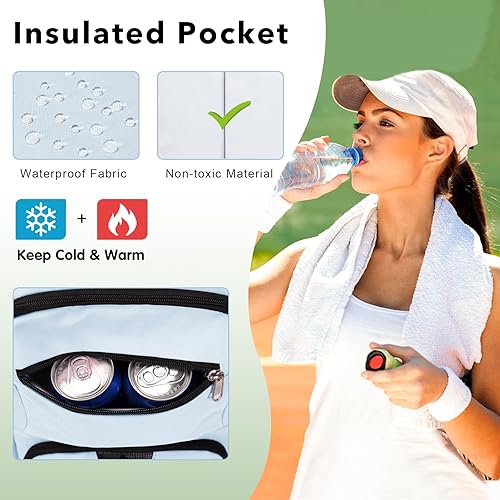 Miniatura 3 de Mochila de tenis para mujeres y hombres, bolsa de tenis con capacidad para 2 raquetas, calabaza de bádminton, pelotas de paletas de pickleball