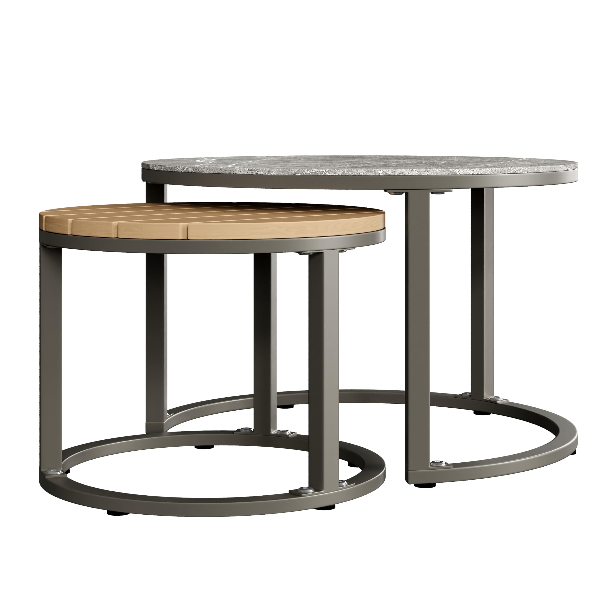 Mrwoo Juego de Salón de Jardín para 6-7 Personas, Sofá Esquinero con Armazón de Hierro Galvanizado Ajustable, Incluye Todos los Cojines, Muebles de Terraza Resistentes, Color Gris (Gris)
