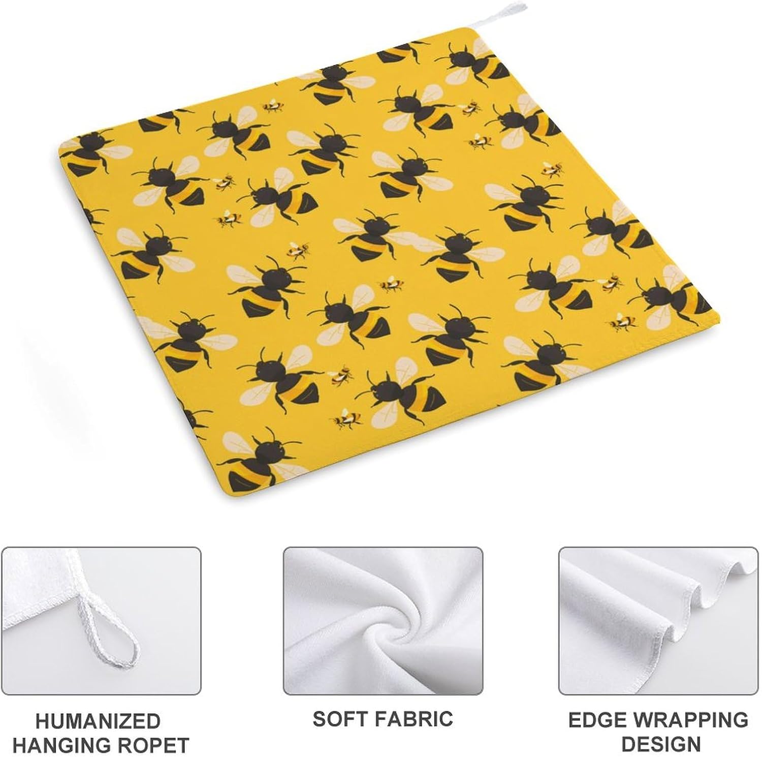 Bumbleses Bee Hand Towels for Bathroom Kitchen Towels Small Towel Handkerchiefs with Hanging Loop 4PCS