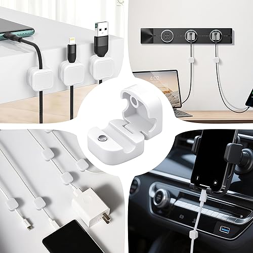 Miniatura 7 de Quacc Clips magnéticos para cables, organizador de cables, clips de soporte de escritorio, gestión de cables para escritorio en casa, mesita de
