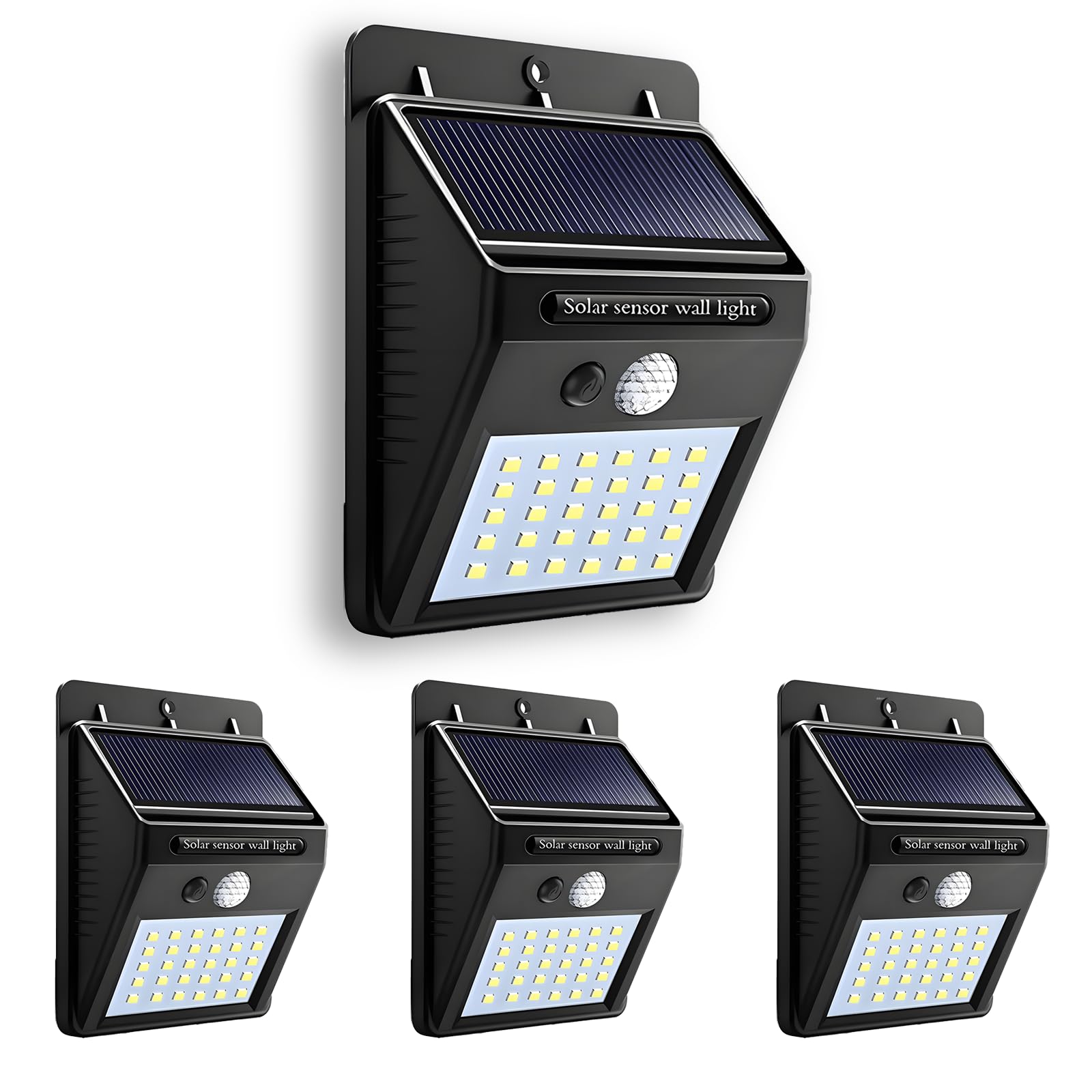 Hqynss Solar Lights Outdoor, 4 Pack Solar Security Lights Outdoor Motion Sensor 120° Wide Lighting Angle, IP65 Waterproof, Solar Wall Lights for Front Door, Yard, Garage, Garden