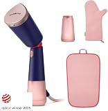 Philips Défroisseur à Main Série 5000 : 1400 W, vapeur continue, double réservoir, prêt en 35 s, modes Eco et Max, tête réglable, semelle métal, accessoires, bleu marine (STH5030/20). - 2