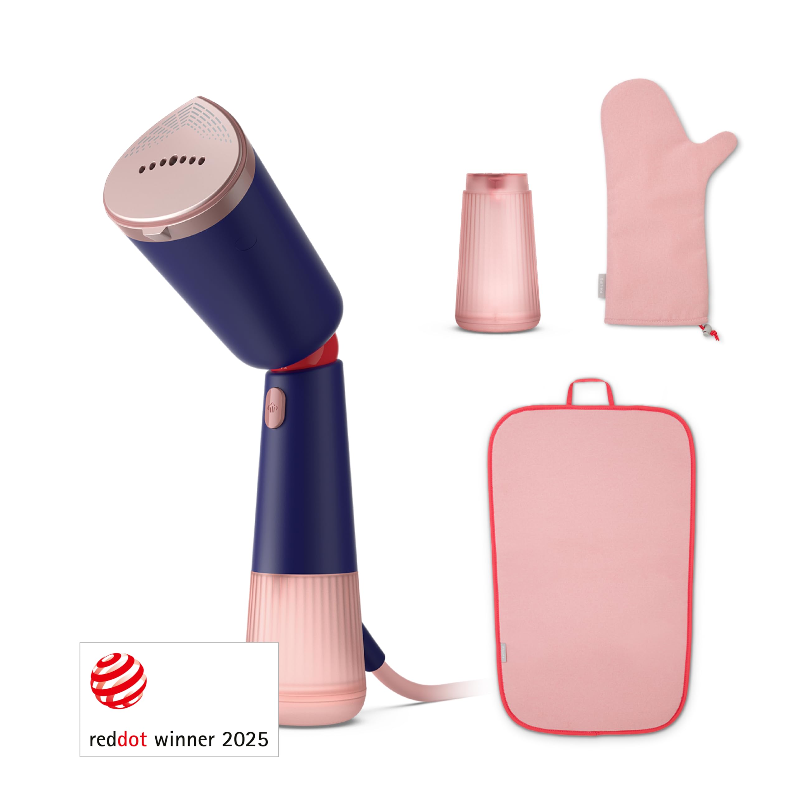Philips Vaporizador de mano Serie 5000 - Potente 1400 W, Vapor continuo, Dos depósitos de agua, Calentamiento rápido en 35 s, Ajustes Eco y Max, Suela de metal, Azul marino (STH5030/20)