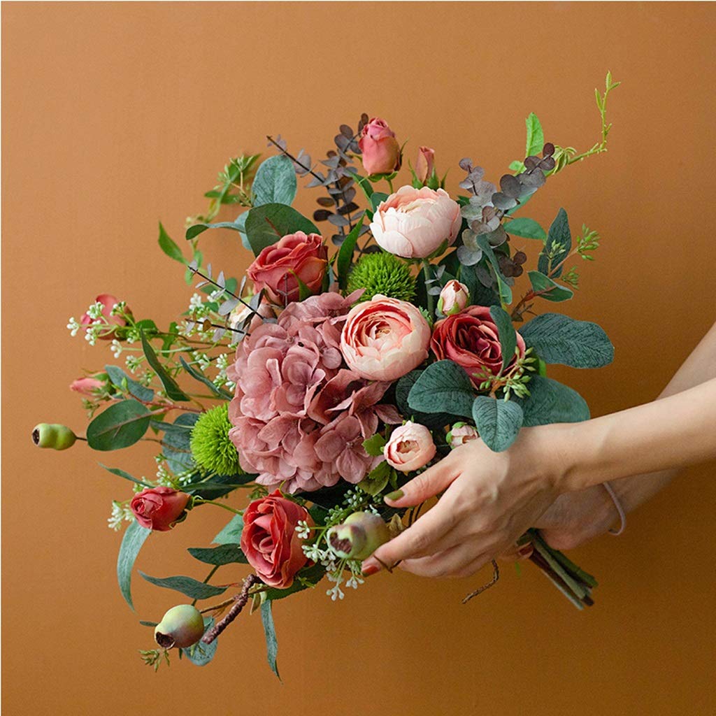 Bouquet di Rose Artificiali in Seta, Fiori Finti per Decorazioni Nuziali, Decorazioni romantiche per la casa, Tavolo, Ufficio e scrivania.