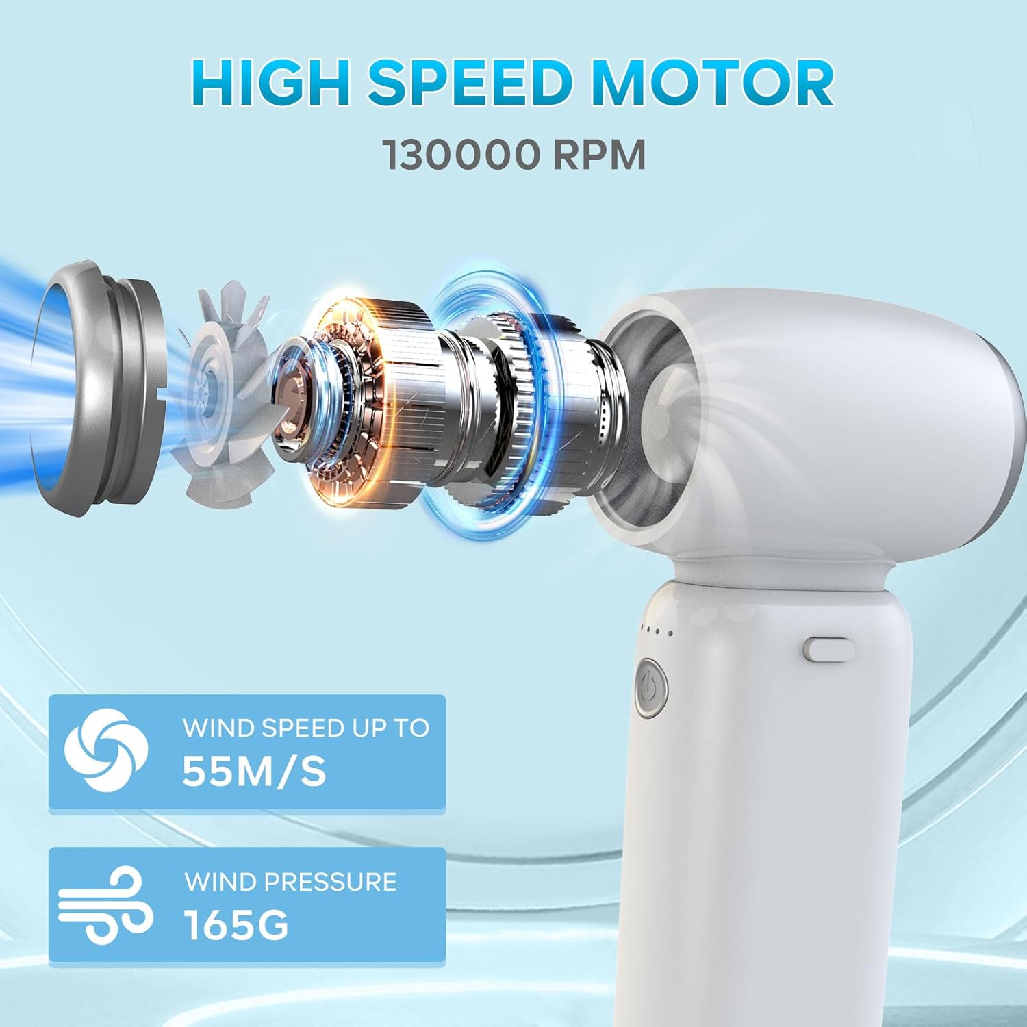 Portable Handheld Cooling Fan, 2 IN 1 Turbo Hand Fans, High-Speed Mini Air Conditioner with 13000RPM, Portable Fan for Travel Outdoor, Gifts for Women & Men (White-4)