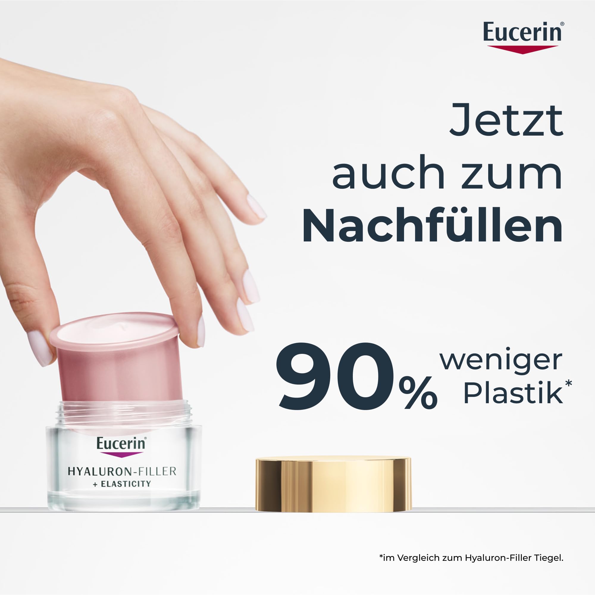 Eucerin Hyaluron-Filler + Elasticity Rosé Tagespflege LSF 30 Nachfüllkapsel 50 ml, Gesichtscreme mit roséfarbenen Pigmenten, Hyaluronsäure und Thiamidol reduziert Falten und Altersflecken