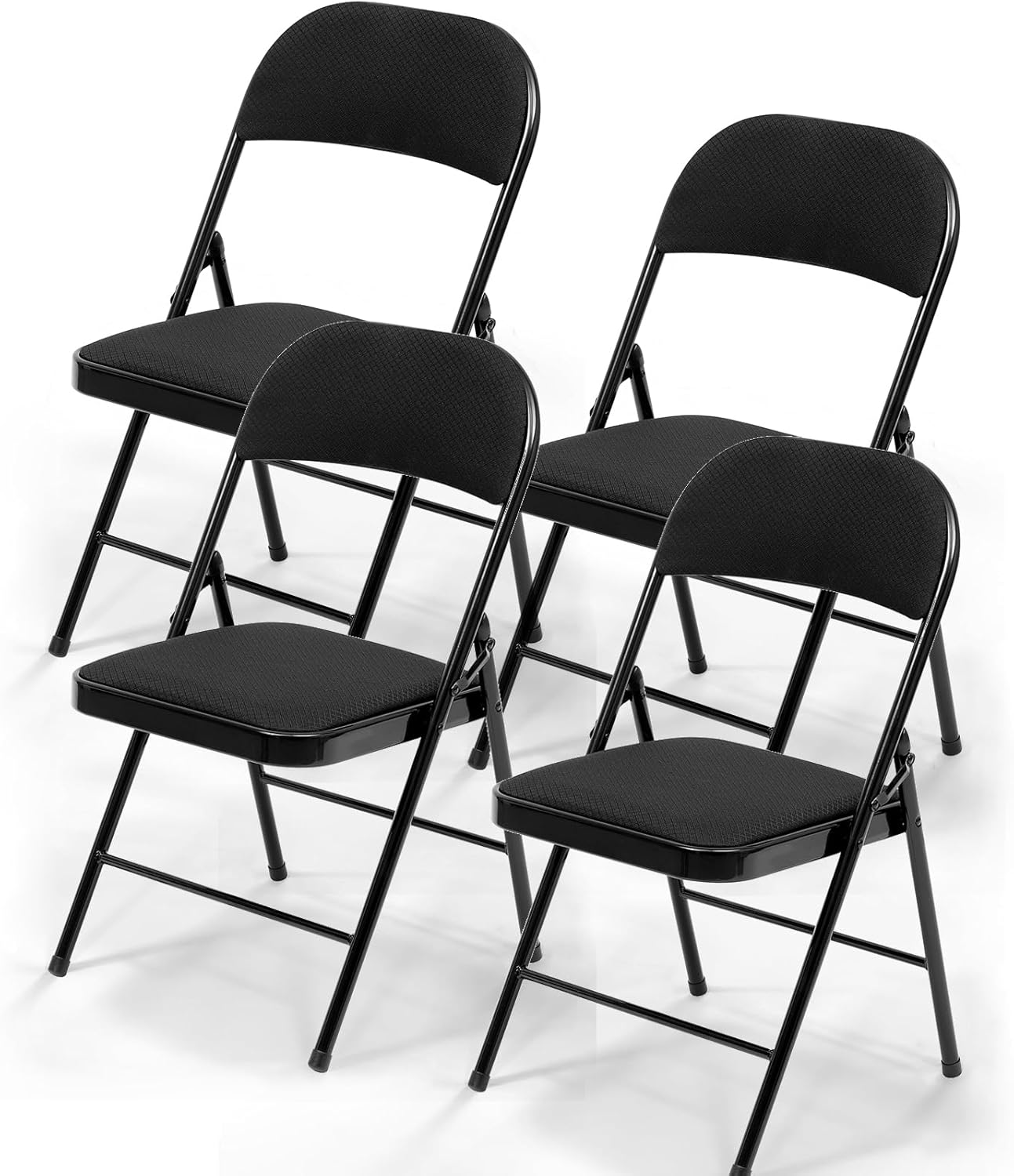 SKONYON Folding Chair 4 Pack Fabric Padded Folding Chairs