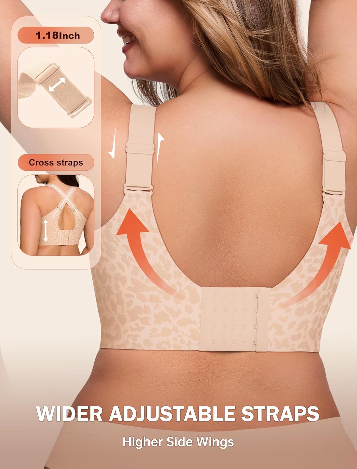 LetsJoli Bras for Women Supportive Wireless Push Up Bra Full Coverage No Underwire Seamless Plus Size for Older Women thumbnail
