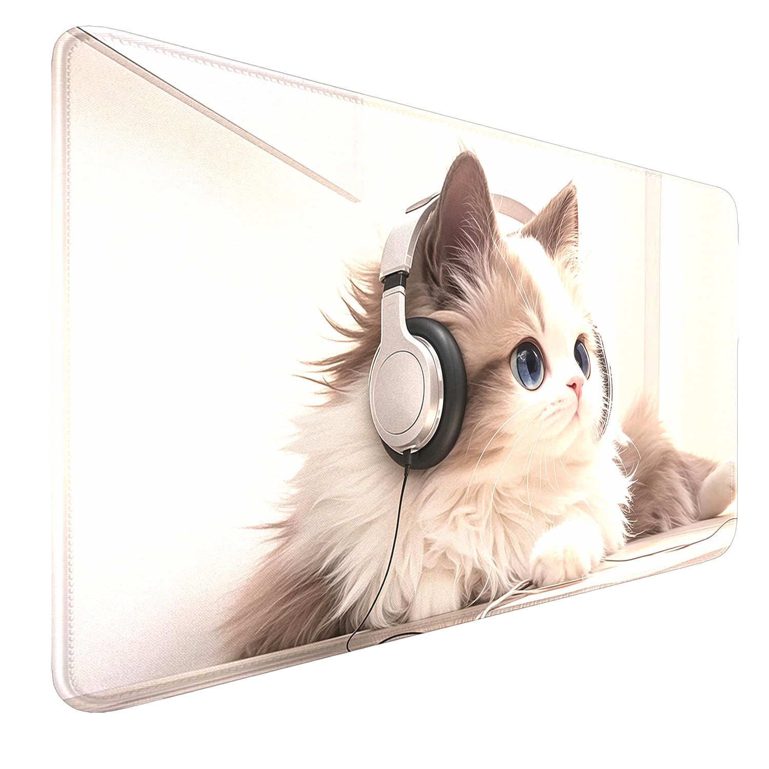 MTG Playmat Stitched Edges, Non-Slip Rubber Bottom Cat TCG Playmats, Smooth Rubber Surface Battle MTG Playmat 24" x 14" MTG Mats with Storage Bag for Trading Card Mouse Pad