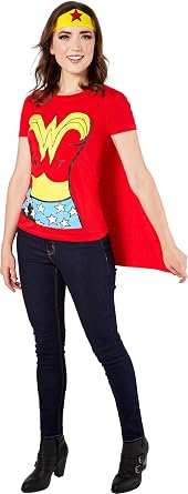 Rubies at Party City DC Comics: Wonder Woman Costume T-Shirt With Cape And Headband for Adults