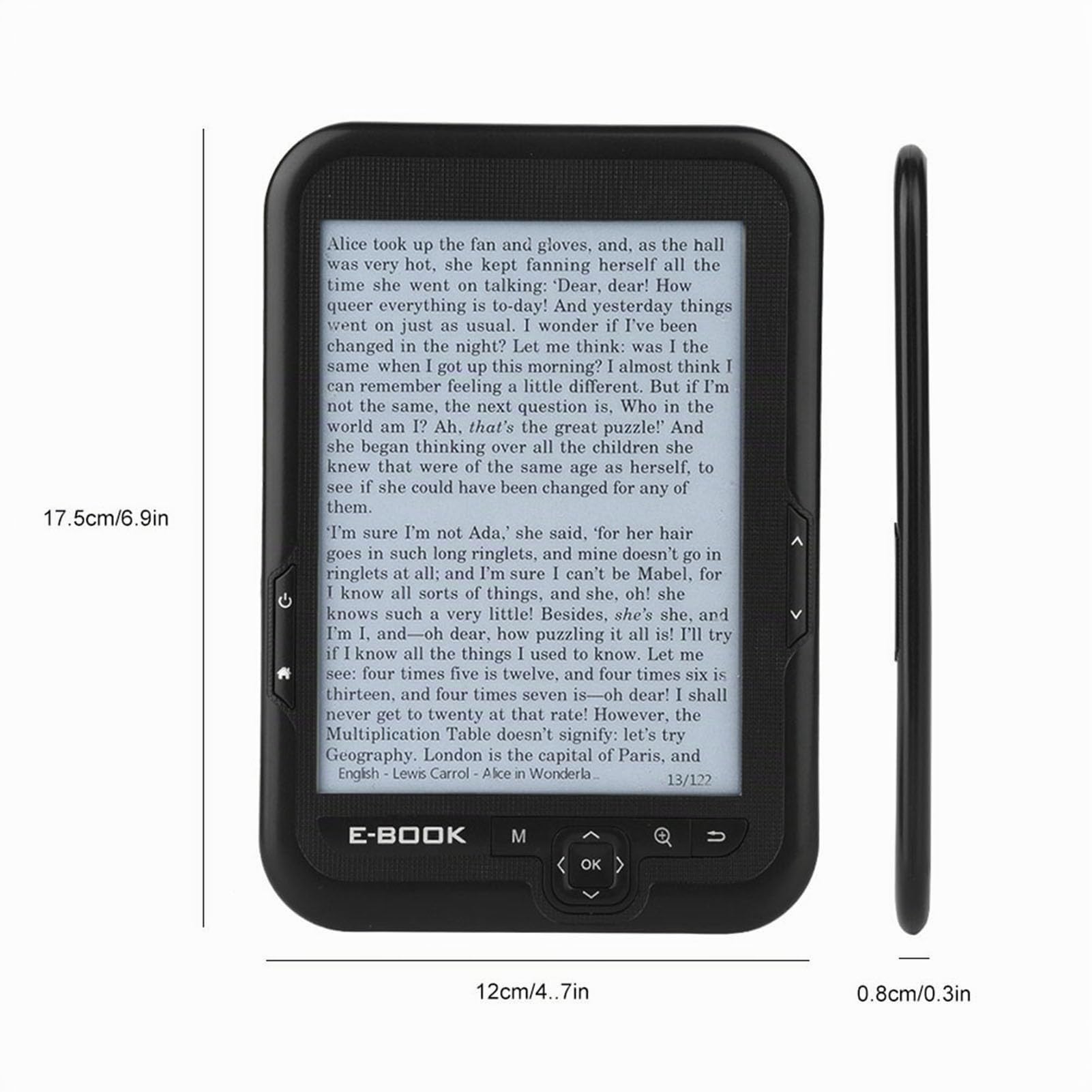 E Book Reader, E Book Reader 16GB 6 Pulgadas Pantalla 300DPI Pantalla de Tinta Electrónica Resolución de 1024 X 768 para BK-6006 para el Hogar(Negro, 8G)