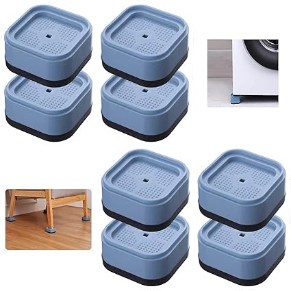 HomeAra Anti-Slip, Anti-Vibration Washing Machine Feet Pads - Shock and Noise Cancelling Washer and Dryer Pads for Refrigerator and Home Furniture Appliances (8PCS, Blue)