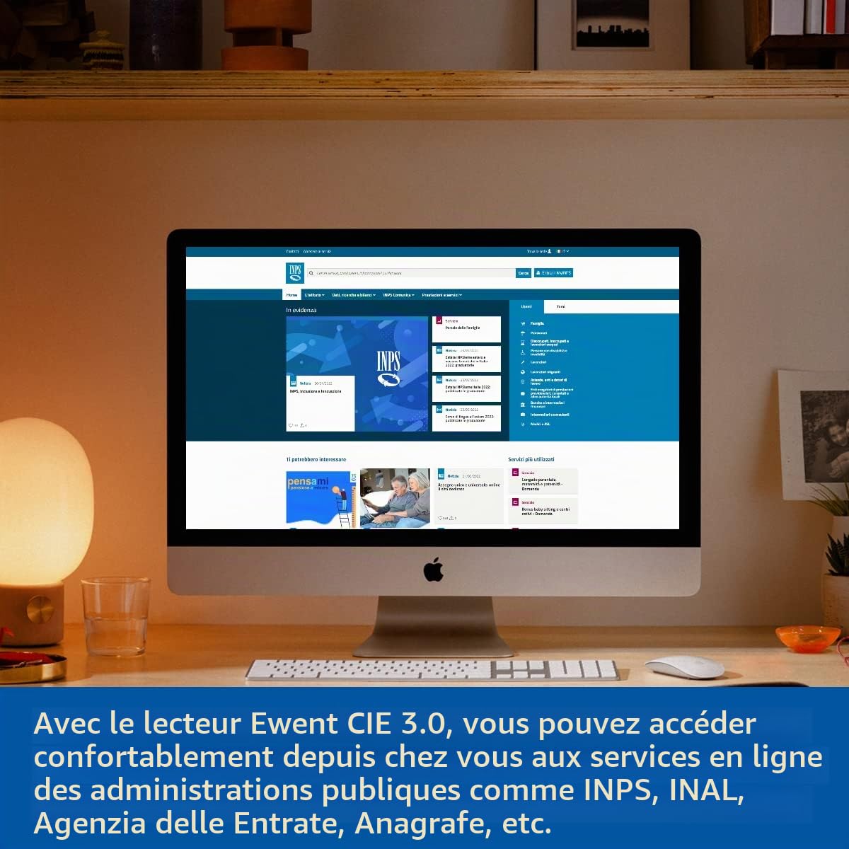 Ewent EW1053 Lecteur RFID et NFC pour Carte d'identité électronique CIE 3.0 pour accéder à ANPR, INPS, INAIL, Agence de revenus et Sites de P.A. - Couleur Noire