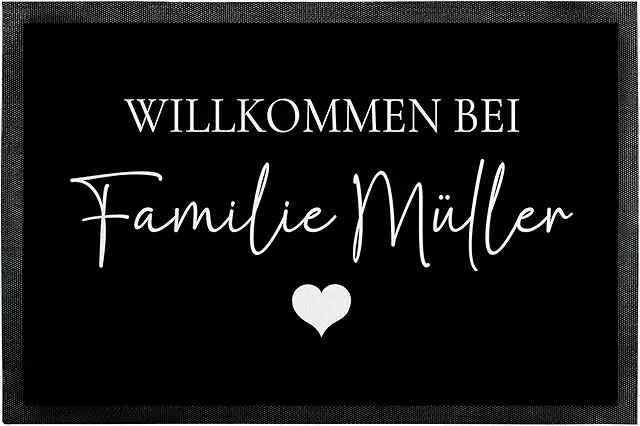Personalisierte Fußmatte 'Willkommen bei' - Familien-Name oder Wunschtext - Rutschfeste Deko-Matte 50x35 cm