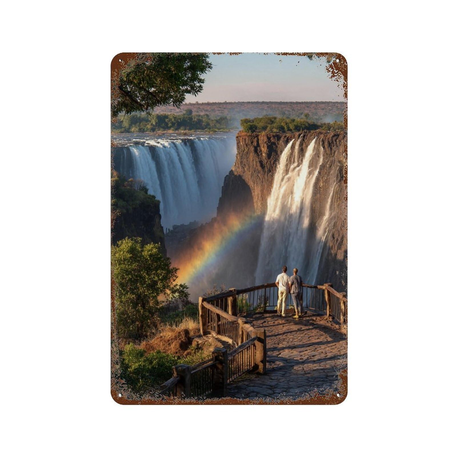 Victoria Falls Rainbow View Retro Metal Sign 11.8"x7.9", for Garage, Bar And Workshop Decor, Shabby Chic Decor