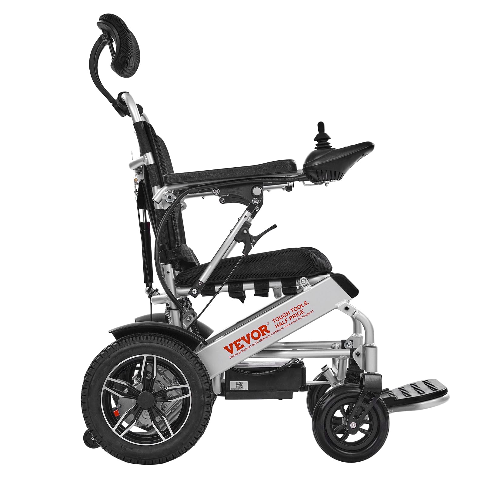VEVOR Silla de Ruedas Eléctrica para Adultos Capacidad de 136 kg Respaldo Ajustable Plegable Ligera Motorizada Autonomía de 19,3 km Todoterreno Portátil para Personas Mayores, Discapacitadas