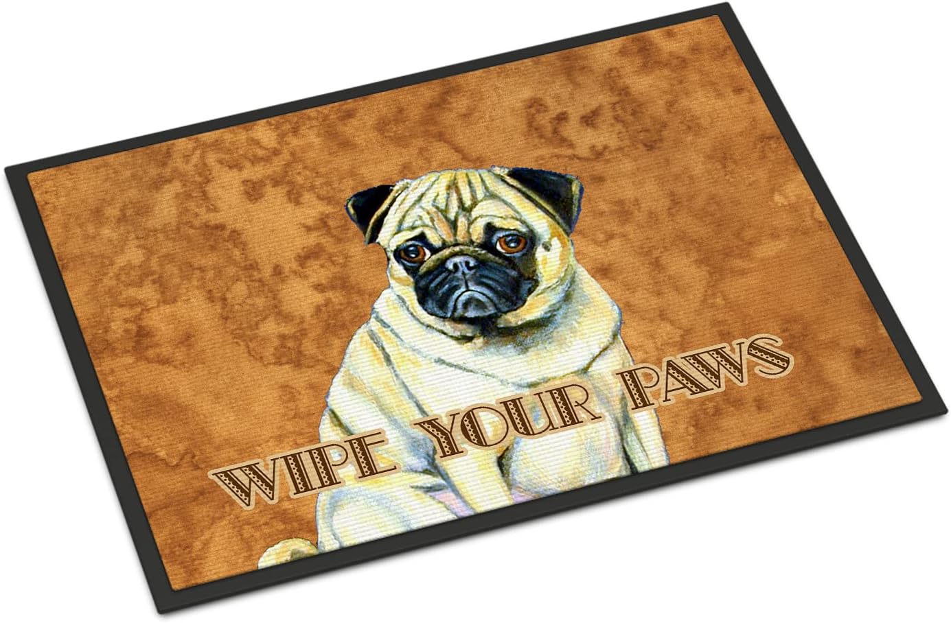 Caroline's Treasures LH9456MAT Fawn Pug Wipe Your Paws Doormat 18x27 Front Door Mat Indoor Outdoor Rugs for Entryway, Non Slip Washable Low Pile, 18H X 27W
