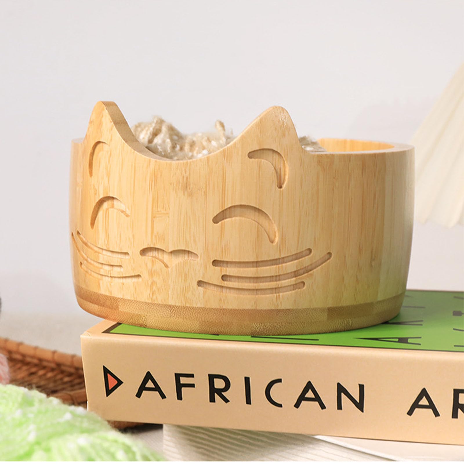 Flygragon Wooden Yarn Bowl, 6.7'' Large Yarn Bowls for Crocheting, Handmade Knitting Yarn Bowl with Holes Yarn Ball Storage to Prevent Yarn Tangling, for Knitting and Crocheting Lovers