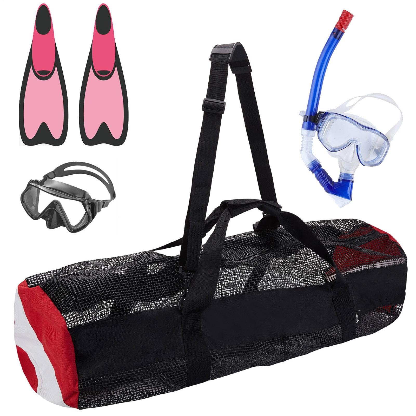 Générique Rete per immersioni in rete – Grande in rete traspirante, cerniera resistente, design pieghevole leggero con asciugatura rapida | Multifunzione per nuoto, spiaggia, attrezzatura da plong