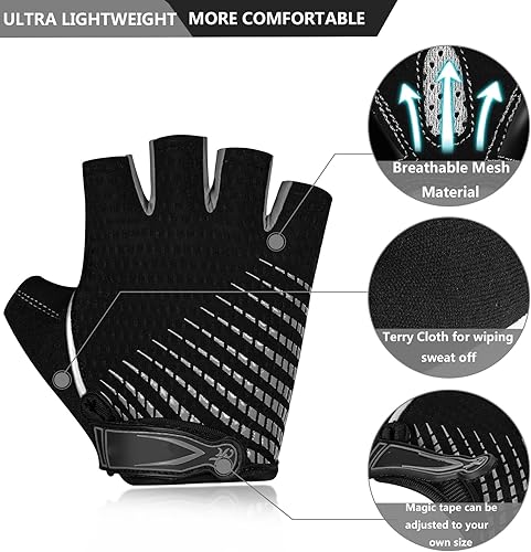 Miniatura 2 de Guantes de ciclismo para hombres y mujeres, antideslizantes, transpirables, almohadillas de gel de 0.197 pulgadas, guantes de bicicleta de carretera