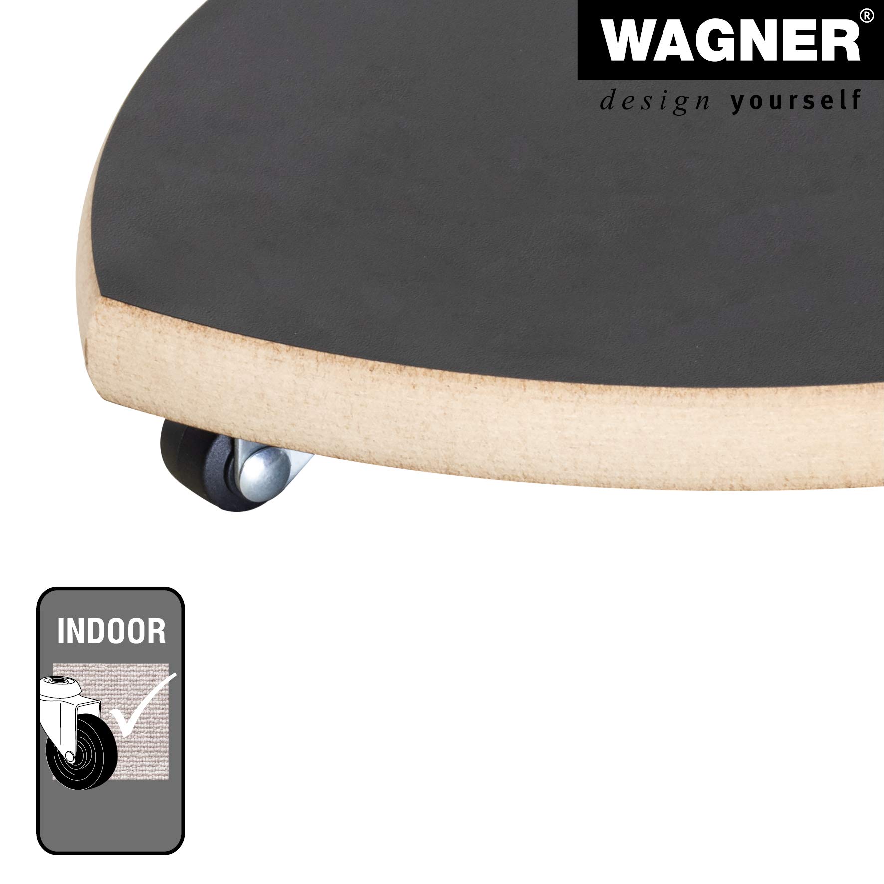 WAGNER Plant trolley BLACK HEART diameter 20 x 4 cm I Flower trolley for indoor use I MDF with black melamine-coating I Container trolley made of wood I Load capacity 100 kg I Made in EU - Image 4