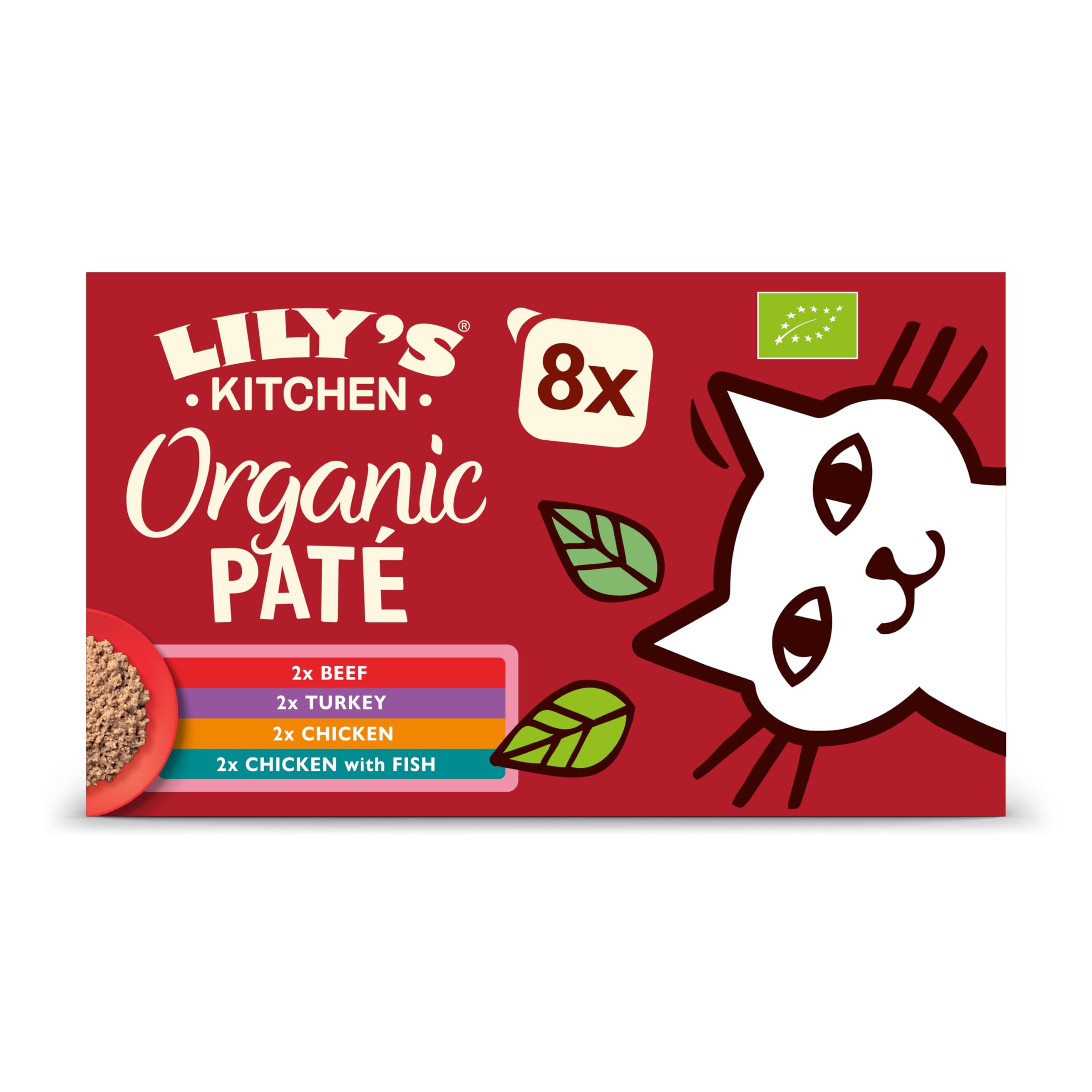 Lily’s Kitchen Organic Smooth Paté, Complete nutrition, Cat Wet Food Multipack (32x85g) Tray for Adult Cats, Grain-Free Recipe with Organic Natural Ingredients and With Freshly Prepared Meat & Offal