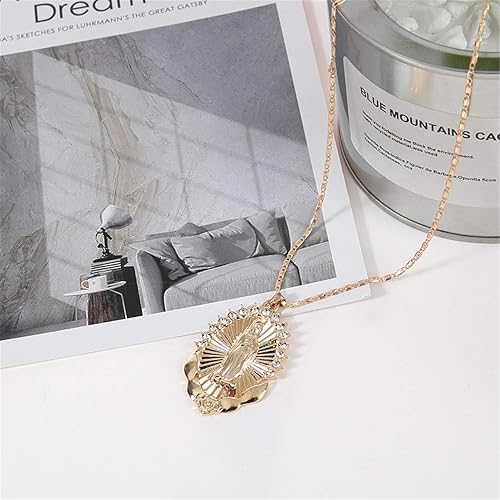 Miniatura 5 de Collar con colgante de cruz de Virgen María, collar con colgante de medalla milagrosa, chapado en oro, joyería de cadena de cruz cristiana católica