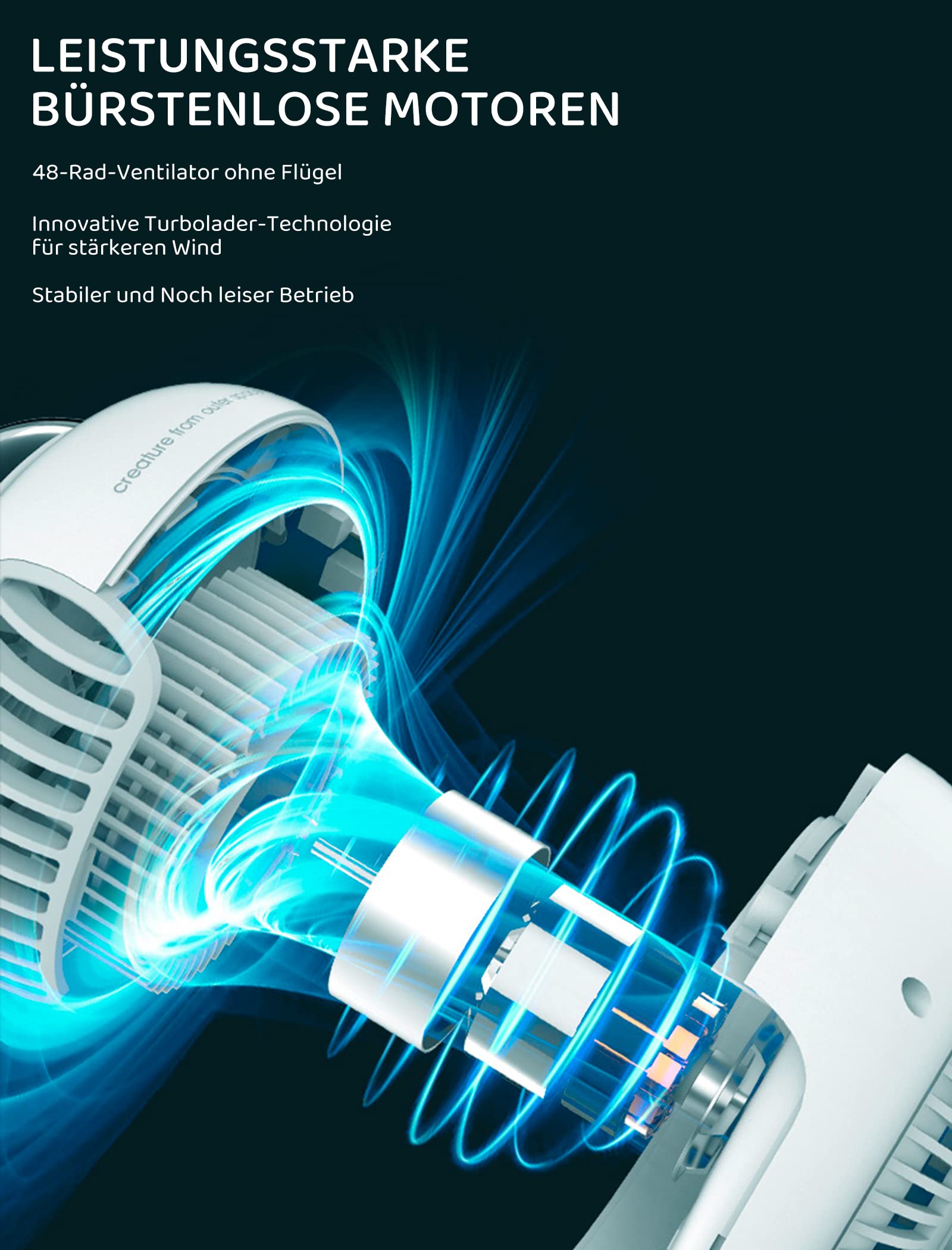 Bbtang Ventilatore Passeggino,USB Mini Ventilatore Portatile,3600mAh Ventilatore da tavolo con Treppiede flessibile 4 velocità per Passeggino, Tapis Roulant, Culle, Tenda,Campeggio
