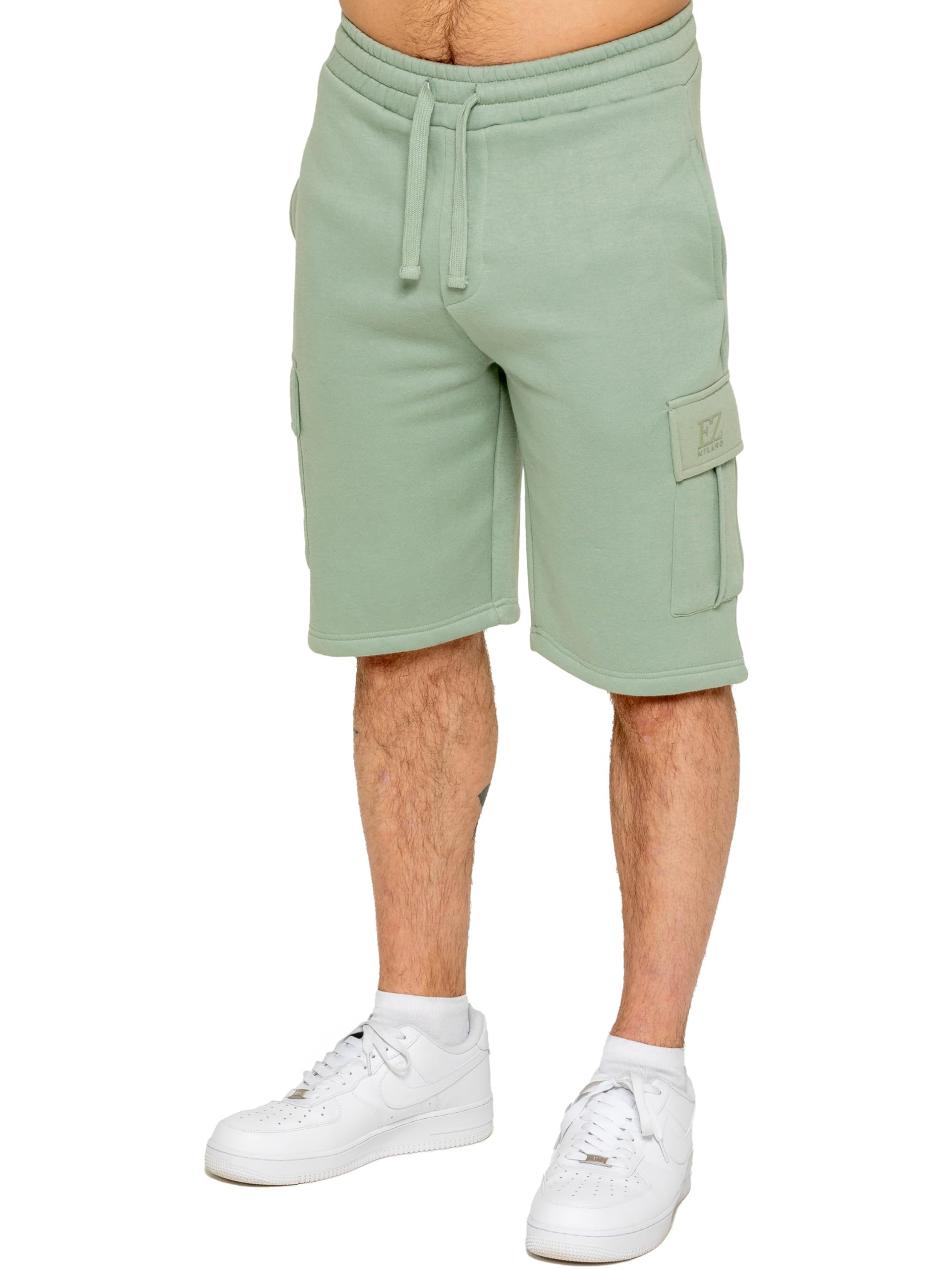 989Zé ENZO Mens Shorts Cargo Combat Casual Fleece Gym Training Jogger Half Pants with Pockets (UK, Alpha, XL, Regular, Regular, Sage)