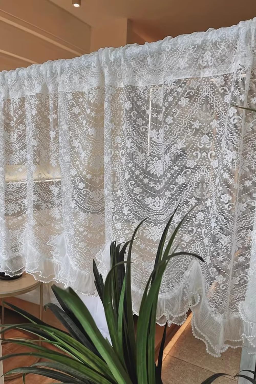 Tendine Corte in Pizzo con Motivo Floreale - Tenda for Cucina e Bistrò