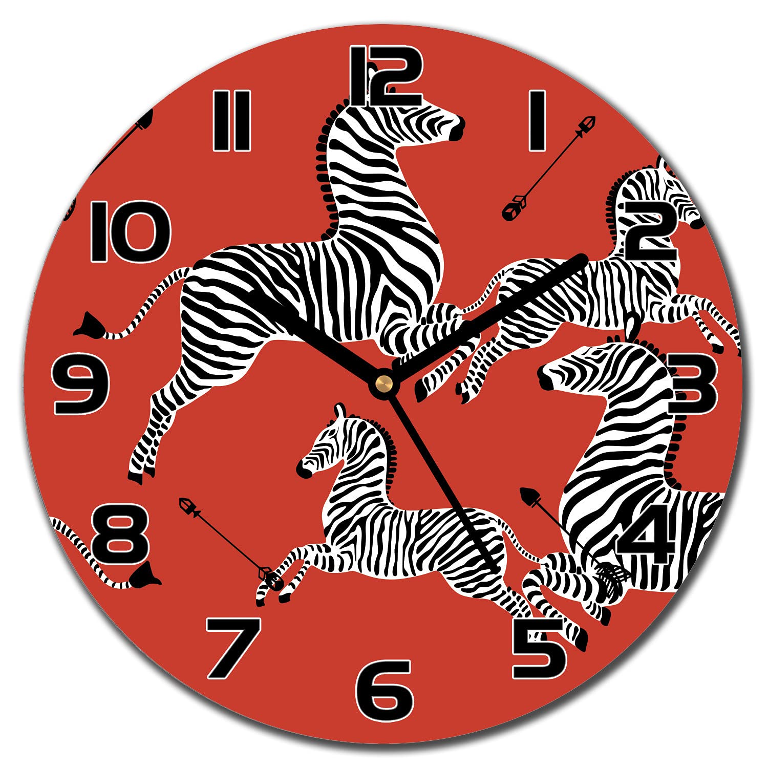 Horloge en verre 30 cm zèbres volants Coloray avec aiguilles noires