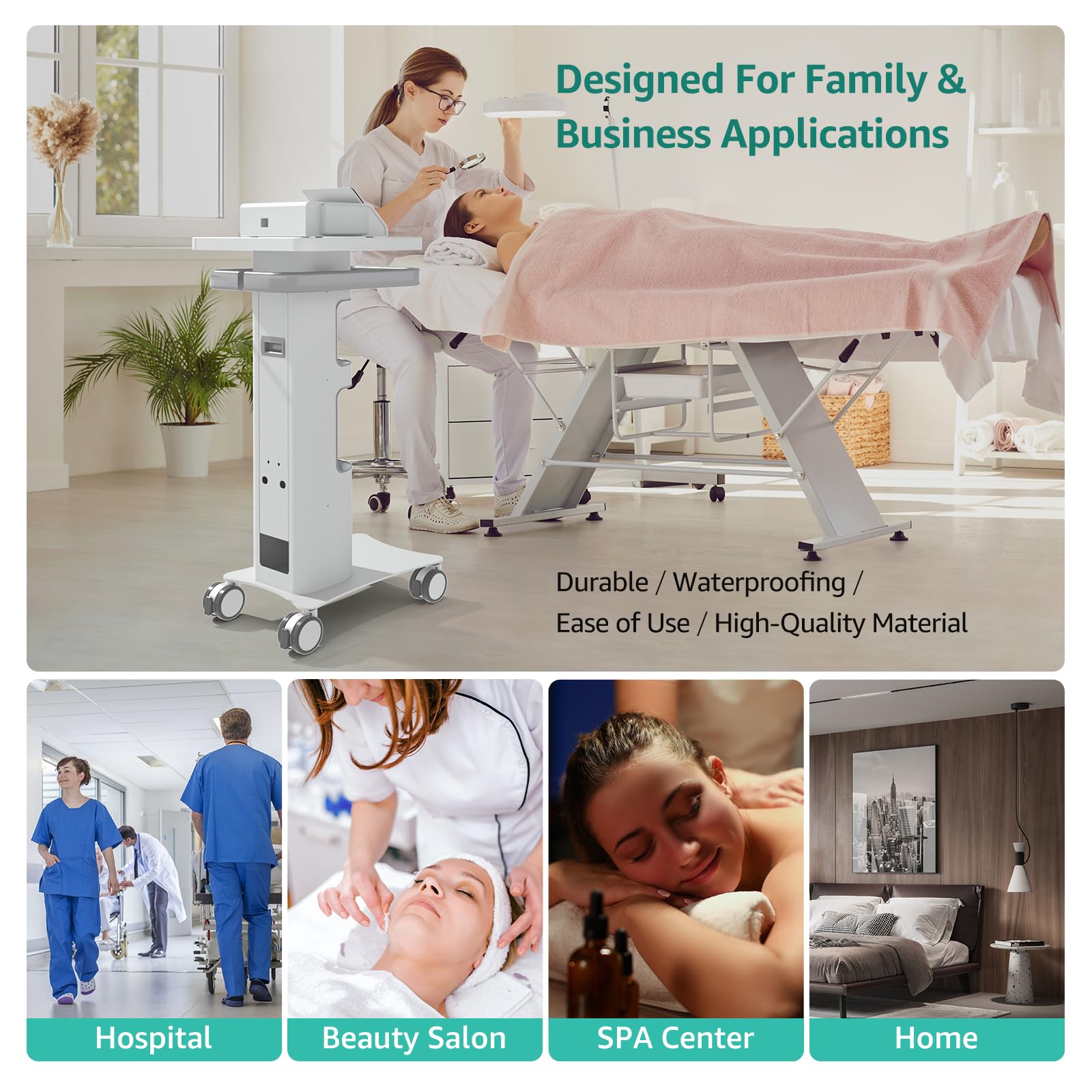 BEWISER Medizinischer Trolley mit abschließbaren Rädern, 15.7 x 13 Zoll Panel, Mobile Dental Cart für Kliniken
