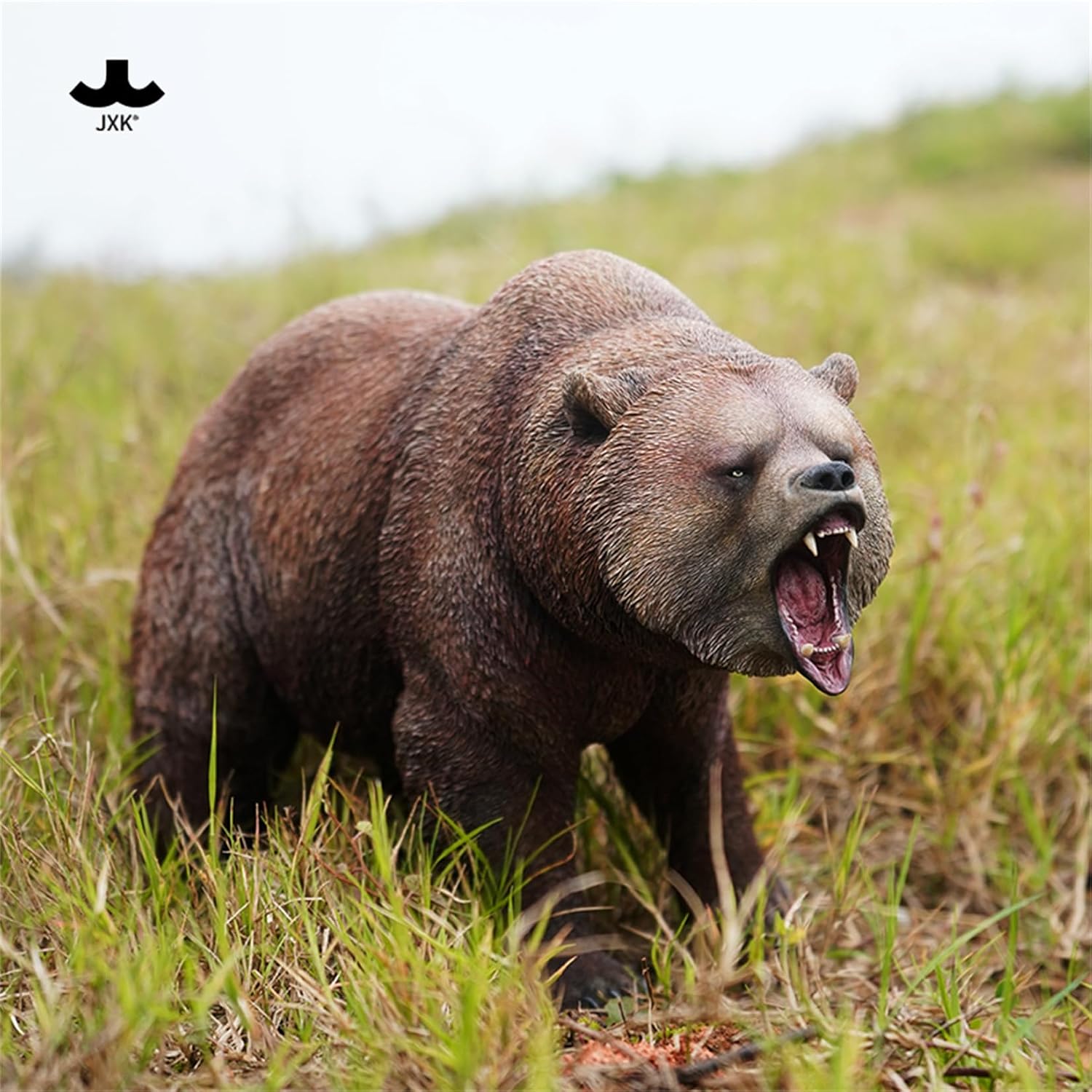 JXK 1:6 Scale Big Brown Bear 2.0 Walking Model Realistic Wild Animal Decoration