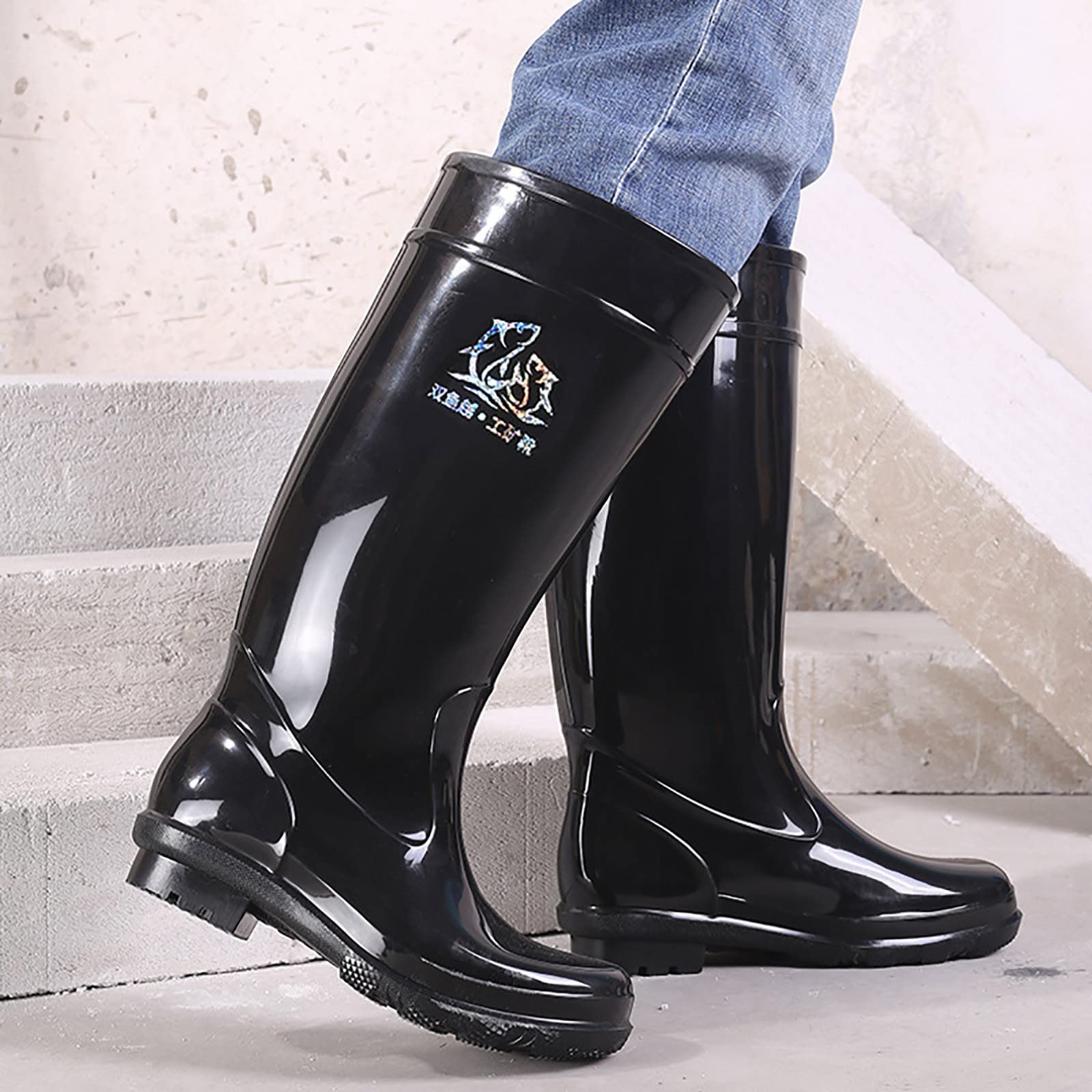 Botas de agua para hombre, botas de lluvia antideslizantes, botas de jardín Wellington, botas de goma para exteriores, botas largas, botas de goma impermeables, botas de lluvia largas, botas de lluvia