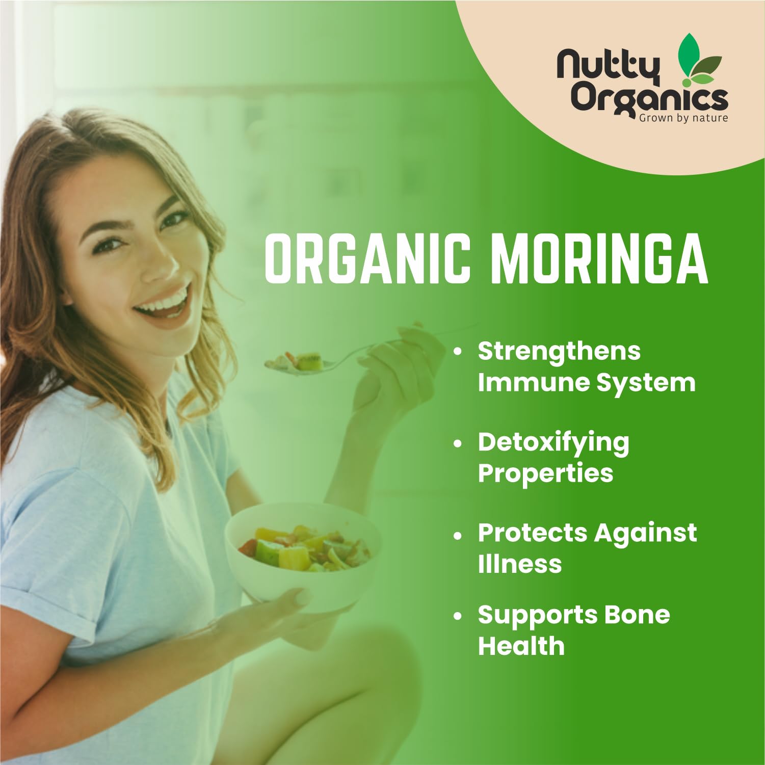 NUTTY ORGANICS Moringa Leaf Powder – USDA Organic Certified – Superfood for Energy, Immunity & Detox – 200 Gram – Non-GMO, Vegan, GMP & India Organic Certified — Amazon image 7
