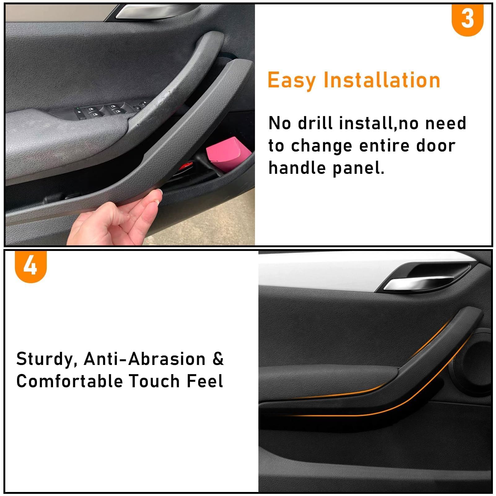 TTCR-II 2PCS Poignee Intérieur Compatible avec BMW X1 E84 2008-2015 | X1 E84 6d,16i,18d,18dX,18i,20d,20dX,20i,20iX,23dX,25dX,25iX Poignée de Porte Intérieur Gauche+ Poignée de Porte Droite-Noir