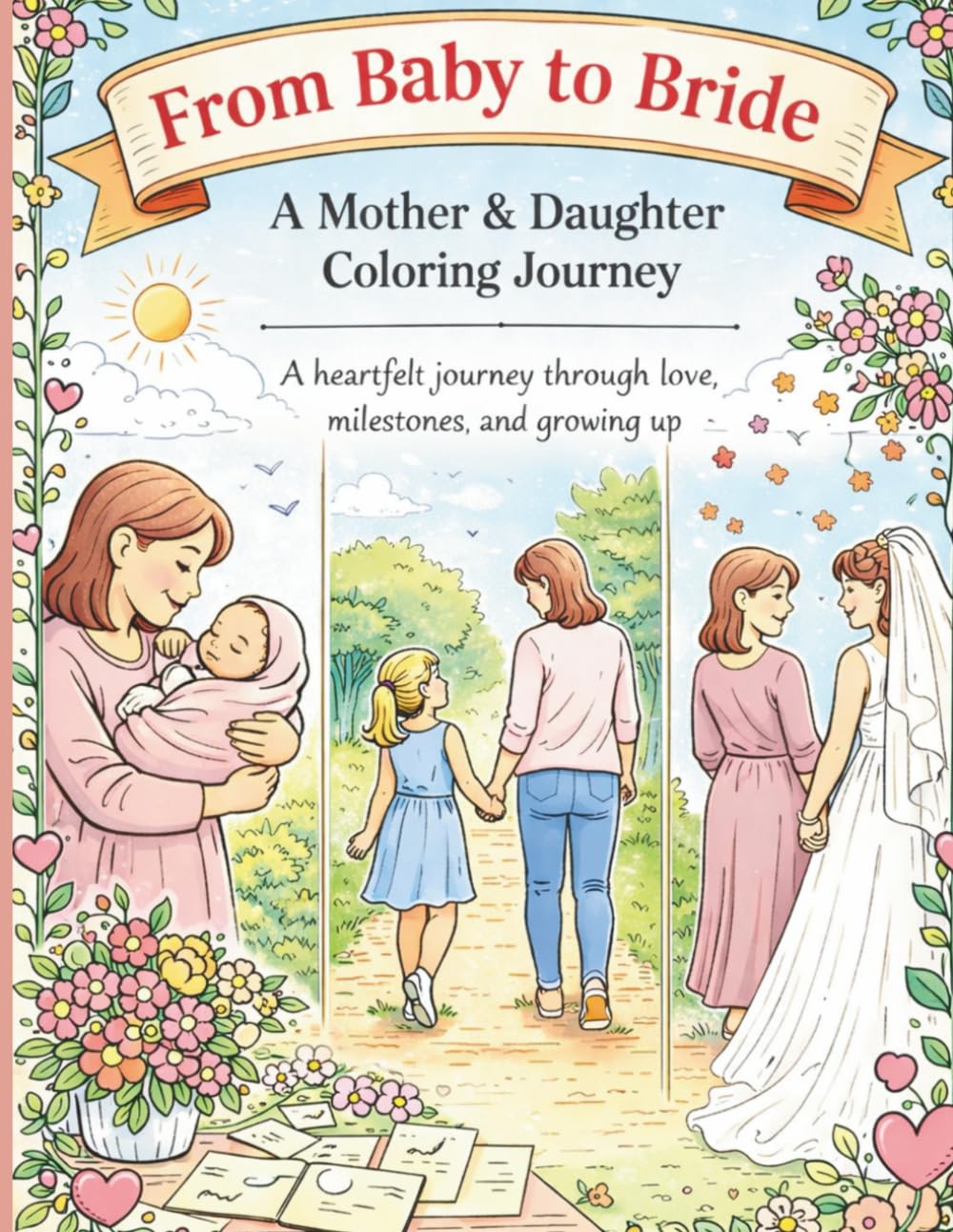 A Mother and Daughter Journey Coloring Book: From Birth to Bride