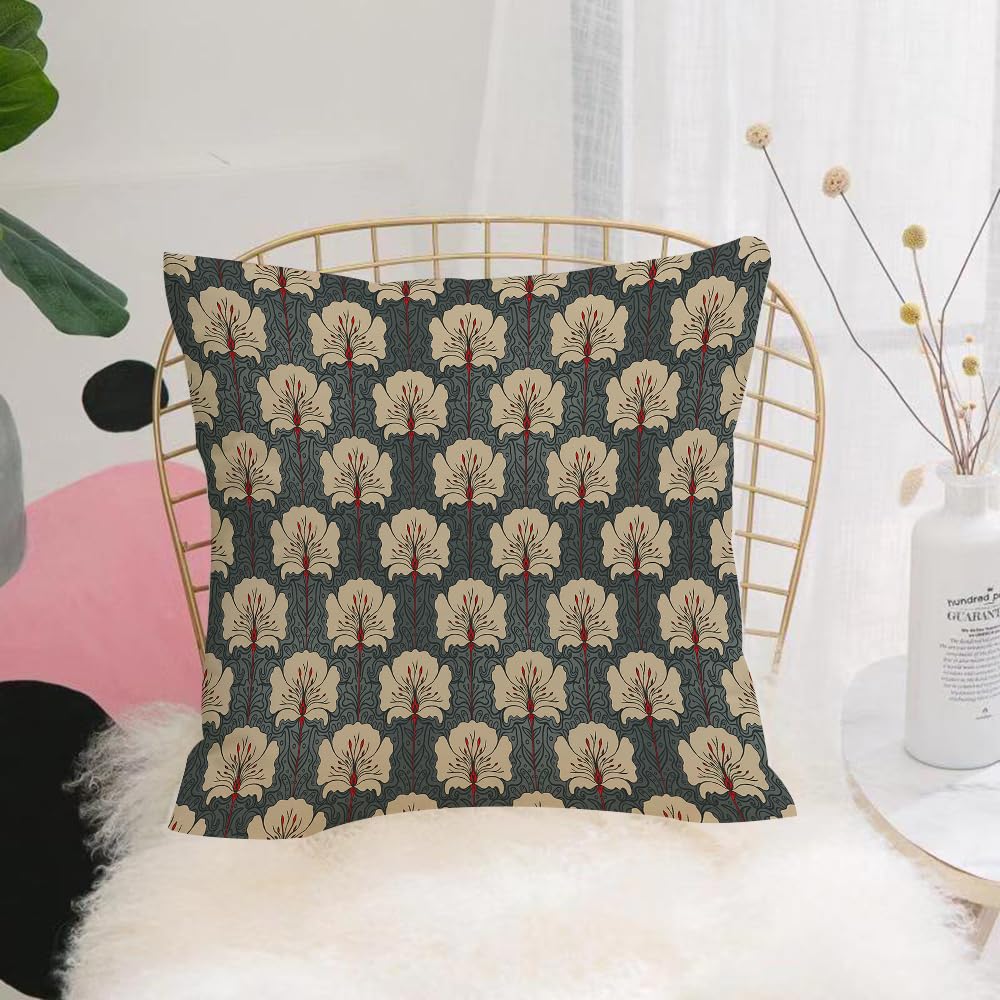 HYOSXW Cushion Cover,Throw Pillow Case Home Decorative for Living Room Bedroom Sofa Chair 16X16 Inch,Boho Monstera Leaves Tropical Vintage Wallpaper Seamless Ornament,Pillowcase 40X40cm