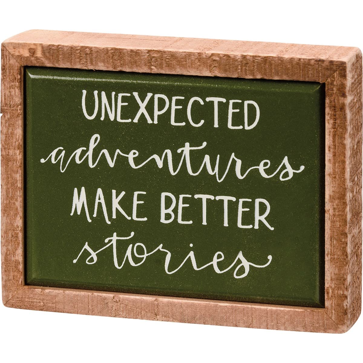 Primitives By Kathy 113424 Unexpected Adventures - Cartel de caja (10,16 cm de longitud), color madera