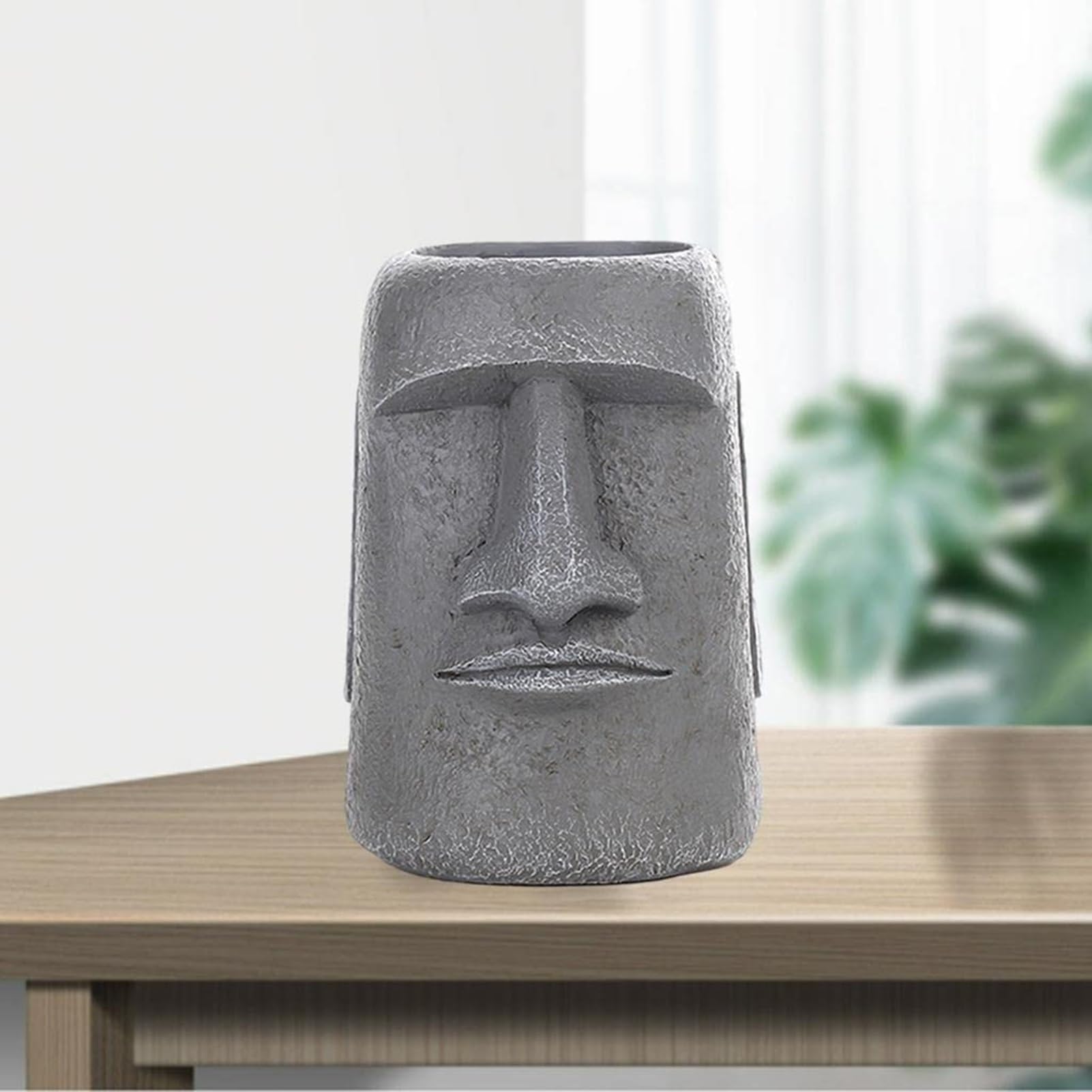 Statua Dell'Isola Di Pasqua, Scultura A Forma Di Testa Di Moai, Decorazione Per La Casa, Per Camera Da Letto, Soggiorno E Decorazioni Da Tavolo(Gray H)