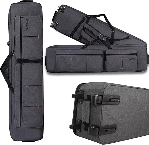Funda con ruedas para teclado de 88 teclas con ruedas asa de carretillabolsillo grande Funda acolchada para piano con asas y correas de hombro