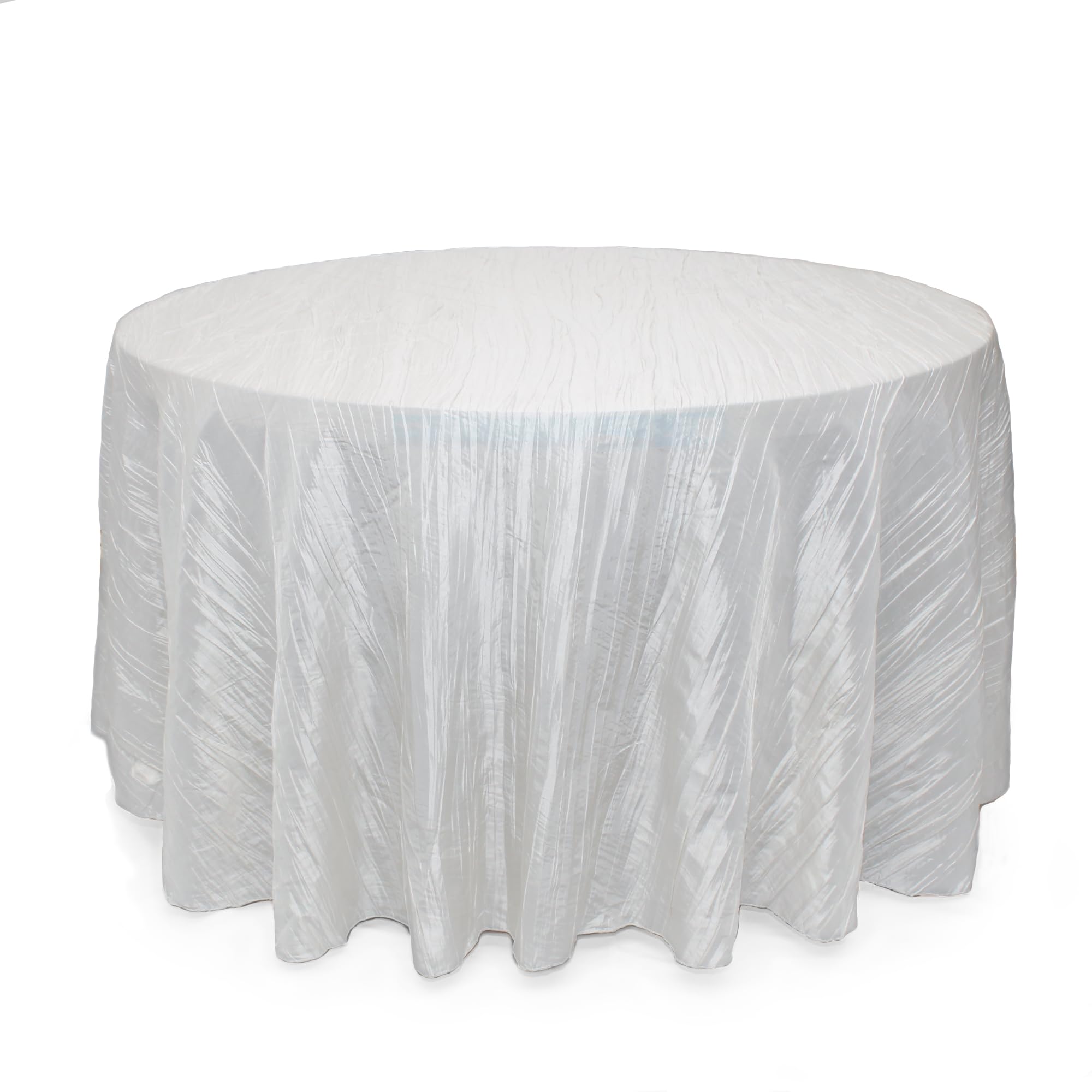 YOUR CHAIR COVERS - 120 Inch Round Crinkle Taffeta Tablecloth - White