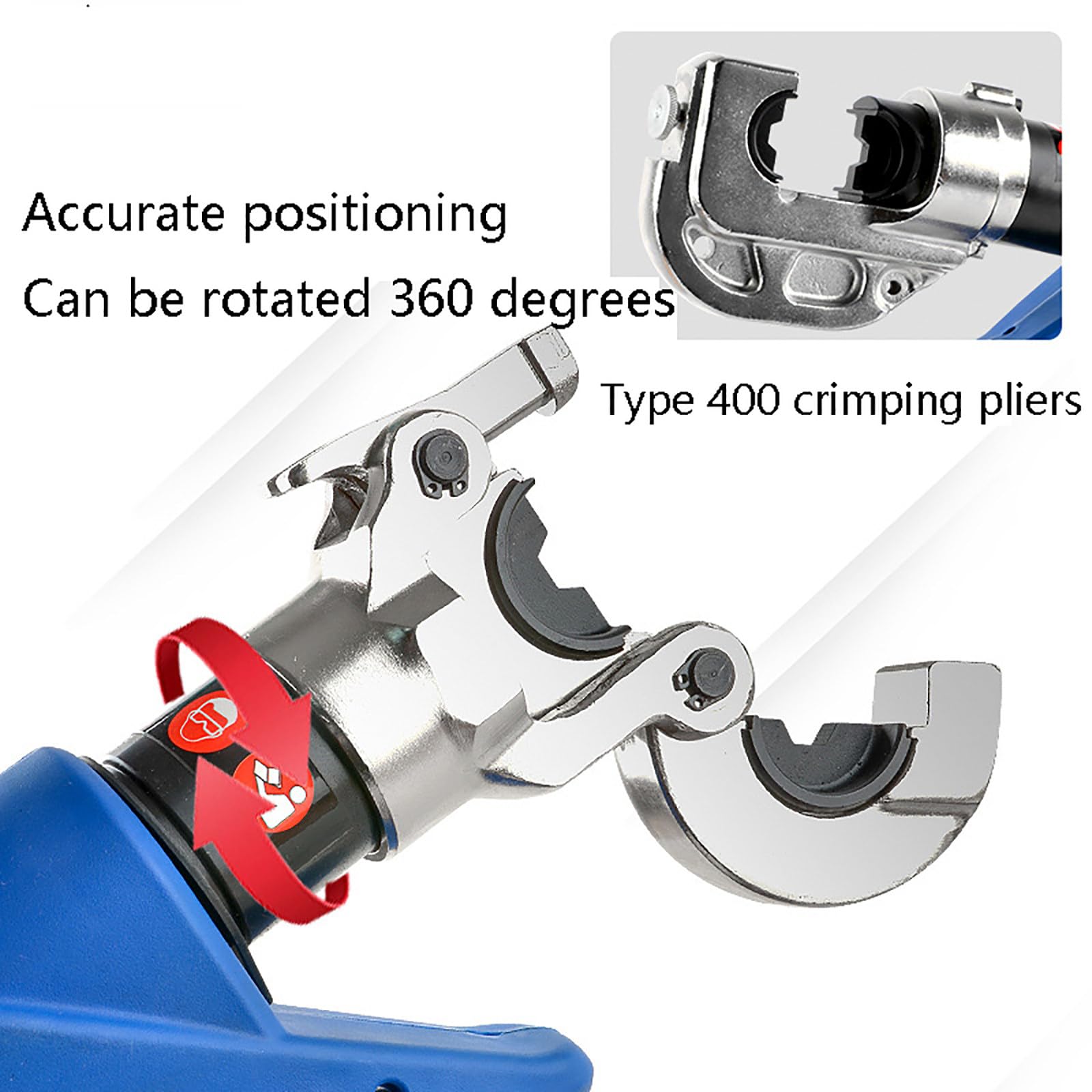Pinza per Crimpare Cavi di Alimentazione a Batteria con 2 Batterie Ricaricabili, Connettore in Alluminio, Capocorda Strumenti Premium per La Crimpatura Professionale Nell'industria,EZ400