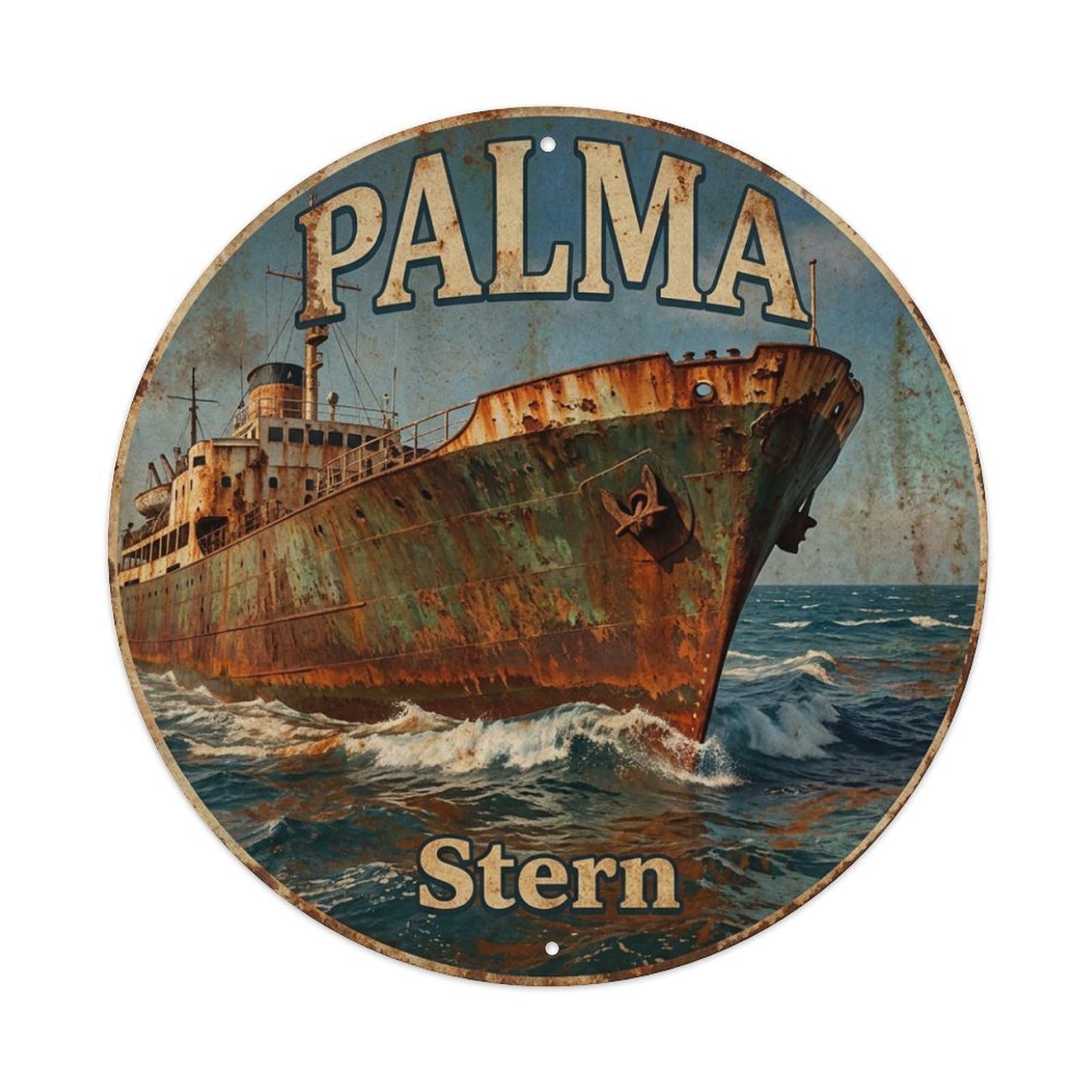 Tgrcjimh Style Metal Tin Sign Vintage Travel Palma Spain Bow