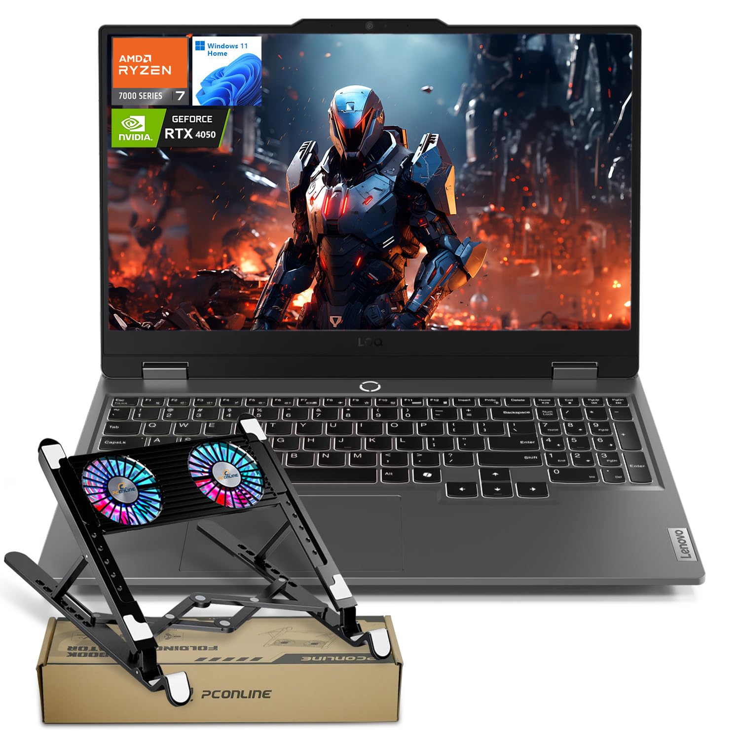 Lenovo LOQ 15 15ARP9 RTX 4050 Gaming Laptop, 15.6 FHD 144Hz IPS Display, AMD Ryzen 7 7435HS, NVIDIA GeForce RTX 4050, 16GB DDR5 RAM, 1TB SSD, Backlit Keyboard, Wi-Fi 6, Bundle with PCO Laptop Cooler